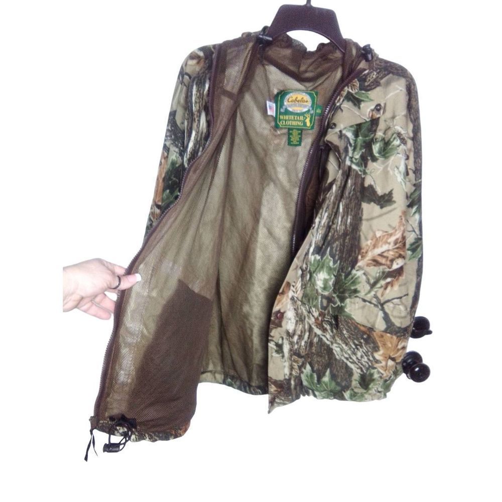 Cabelas Made In The USA Vintage Cameo Full Zip Hooded Hunting Jacket Size L And - Picture 4 of 12